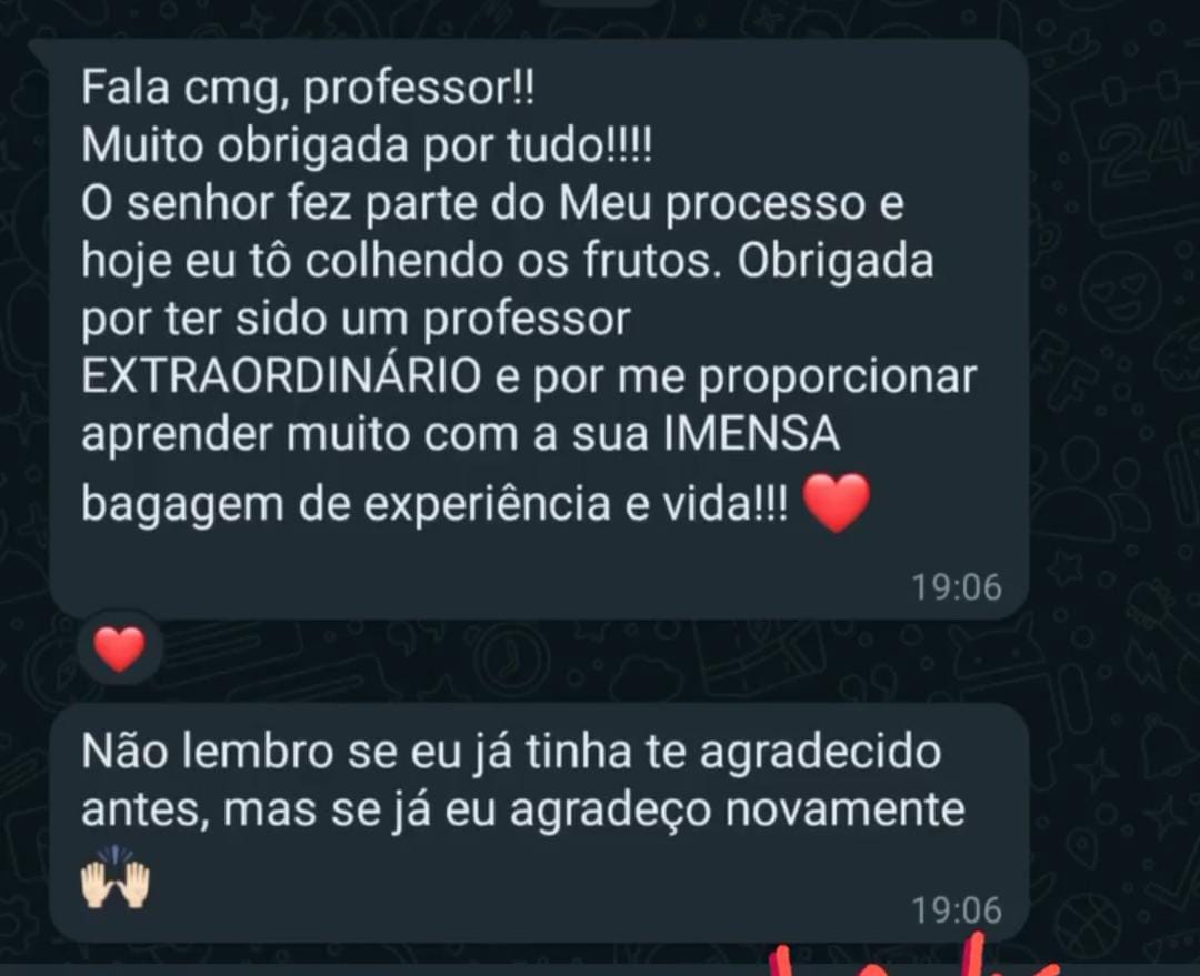 Print de conversa da aluna Miriam